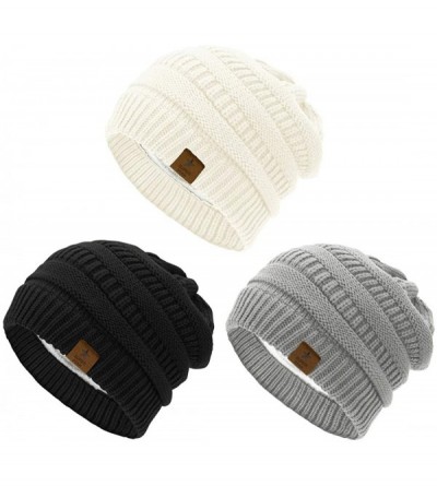 Skullies & Beanies Winter Hats for Women Knit Beanie Hat Thick Unisex Warm Skull Caps for Men Unisex Warm Skiing Beanies - CD...