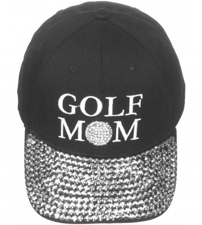 Baseball Caps Women's 100% Cotton Sports Mom Bling Baseball Cap with Crystal Brim - Golf Mom - C118E7AMN5N $11.69