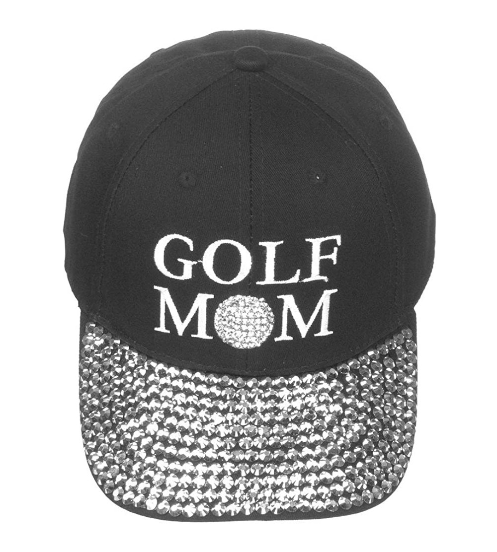 Baseball Caps Women's 100% Cotton Sports Mom Bling Baseball Cap with Crystal Brim - Golf Mom - C118E7AMN5N $11.69
