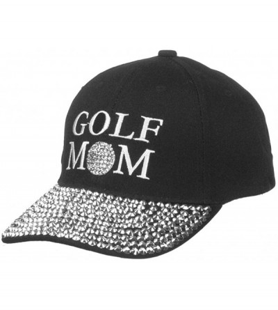 Baseball Caps Women's 100% Cotton Sports Mom Bling Baseball Cap with Crystal Brim - Golf Mom - C118E7AMN5N $11.69
