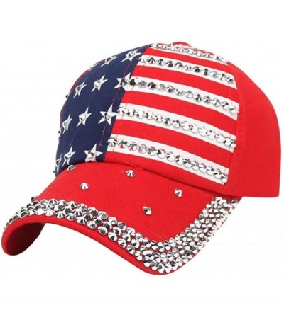 Baseball Caps Women Men Couple American Flag Baseball Cap Snapback Hip Hop Flat Hat - Red - CG182GH5DWE $16.62