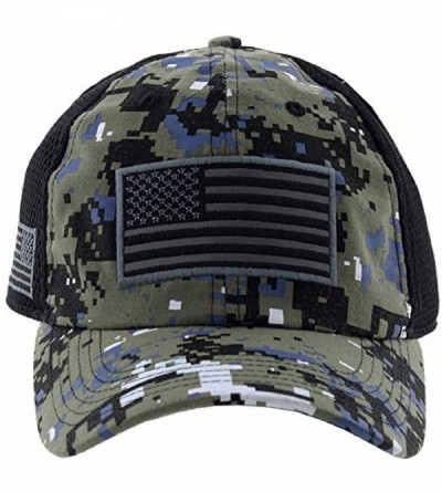 Baseball Caps American US Military Embroidered Flag Soft Mesh Hat Trucker Cap - Black Dig - CH18U8ZTU4R $29.52