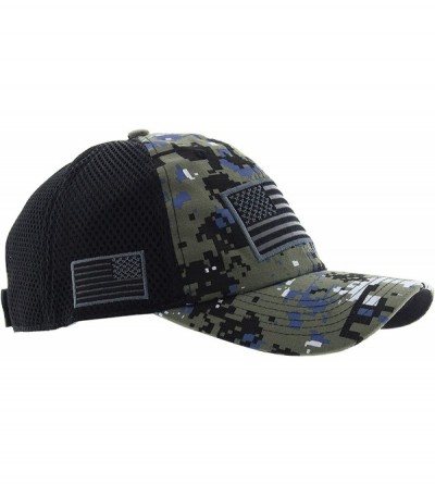 Baseball Caps American US Military Embroidered Flag Soft Mesh Hat Trucker Cap - Black Dig - CH18U8ZTU4R $13.32