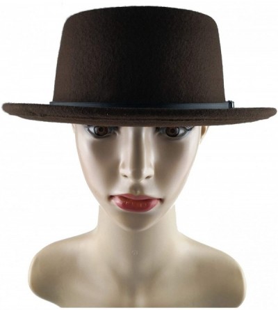Fedoras Pork Pie Hat 100% Wool Felt Women's/Men's Porkpie Breaking Bad Hats Flat Top Women/Men Fedora - Coffee - CH193WDNHO9 ...