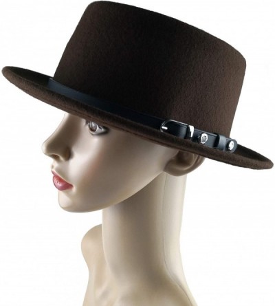 Fedoras Pork Pie Hat 100% Wool Felt Women's/Men's Porkpie Breaking Bad Hats Flat Top Women/Men Fedora - Coffee - CH193WDNHO9 ...