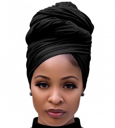 Headbands Colors Stretch Headwraps Headband African - "1PCS Black(70"" x 32"")" - CZ18YY26WWK $11.23