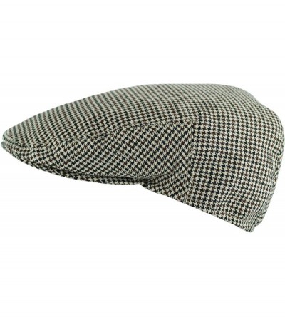 Newsboy Caps Men's Light Weight Tweed Plaid Summer Newsboy Flat Ivy Driving Cap - Khaki Houndstooth - CS18ULGN9R9 $13.08