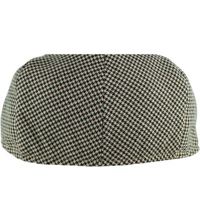 Newsboy Caps Men's Light Weight Tweed Plaid Summer Newsboy Flat Ivy Driving Cap - Khaki Houndstooth - CS18ULGN9R9 $13.08