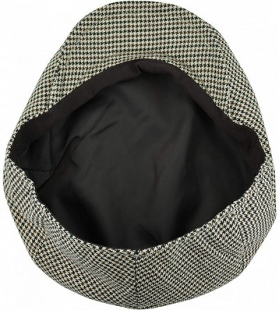 Newsboy Caps Men's Light Weight Tweed Plaid Summer Newsboy Flat Ivy Driving Cap - Khaki Houndstooth - CS18ULGN9R9 $13.08