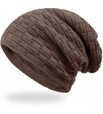 Skullies & Beanies Fashion Unisex Knit Cap Hedging Head Hat Beanie Cap Warm Outdoor Hat - Y-khaki - CZ192X3R65D $10.01