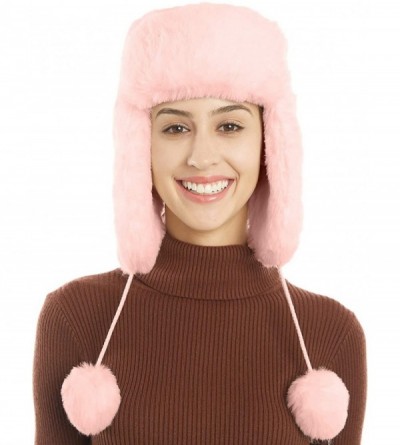 Bomber Hats Earflap Ushanka Russian Windproof Peruvian - Pink - C318A50T67Q $18.06