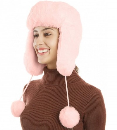 Bomber Hats Earflap Ushanka Russian Windproof Peruvian - Pink - C318A50T67Q $18.06