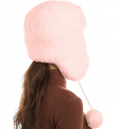 Bomber Hats Earflap Ushanka Russian Windproof Peruvian - Pink - C318A50T67Q $18.06