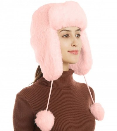 Bomber Hats Earflap Ushanka Russian Windproof Peruvian - Pink - C318A50T67Q $18.06