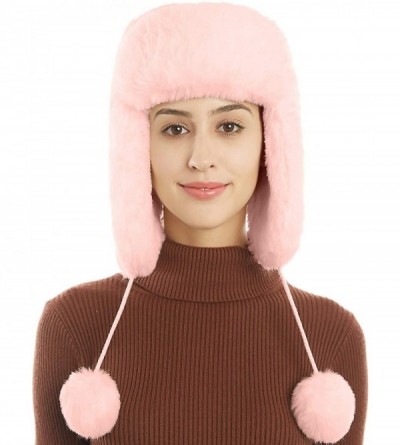 Bomber Hats Earflap Ushanka Russian Windproof Peruvian - Pink - C318A50T67Q $18.06