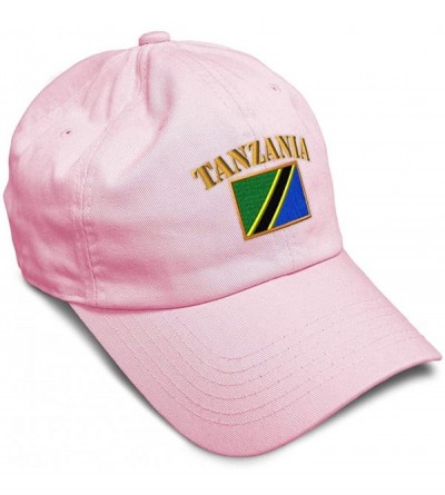 Baseball Caps Soft Baseball Cap Tanzania Flag Embroidery Twill Cotton Dad Hats for Men & Women - Soft Pink - C218YSUNI3Z $27.05