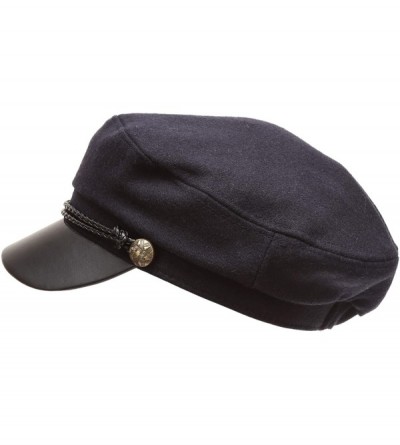Newsboy Caps Women's Classic Mariner Style Greek Fisherman's Sailor Newsboy Hats with Comfort Elastic Back - Navy-black - CB1...