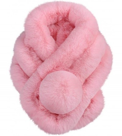Skullies & Beanies Womens Scarf-Women's Winter Warm Scarf Thicken Fluffy Fleece Fur Scarves (Pink) - Pink - CR18INXSC9U $9.10