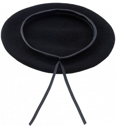 Berets Women's Adjustable Solid Color Wool Artist French Beret Hat - Black - CC18G6X42QL $9.12