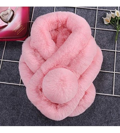 Skullies & Beanies Womens Scarf-Women's Winter Warm Scarf Thicken Fluffy Fleece Fur Scarves (Pink) - Pink - CR18INXSC9U $9.10