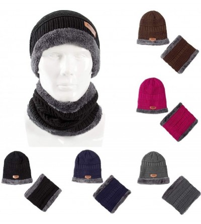 Skullies & Beanies Clearance Deals!!Fashion Scarf Hat Set Men Winter Warm Solid Color Woolen Yarn Outdoor Caps Black - Black ...