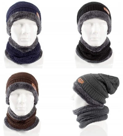 Skullies & Beanies Clearance Deals!!Fashion Scarf Hat Set Men Winter Warm Solid Color Woolen Yarn Outdoor Caps Black - Black ...
