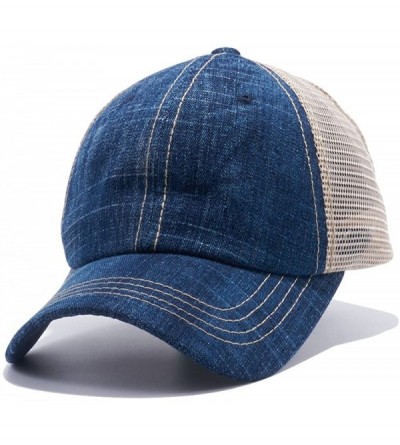 Baseball Caps Plain Dyed Trucker Dad Hat Unstructured Buckle Strap Baseball Cap - Denim Blue - C618CMMMLZ0 $12.75