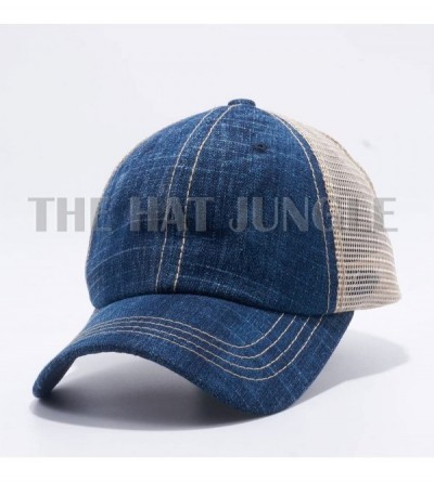 Baseball Caps Plain Dyed Trucker Dad Hat Unstructured Buckle Strap Baseball Cap - Denim Blue - C618CMMMLZ0 $12.75