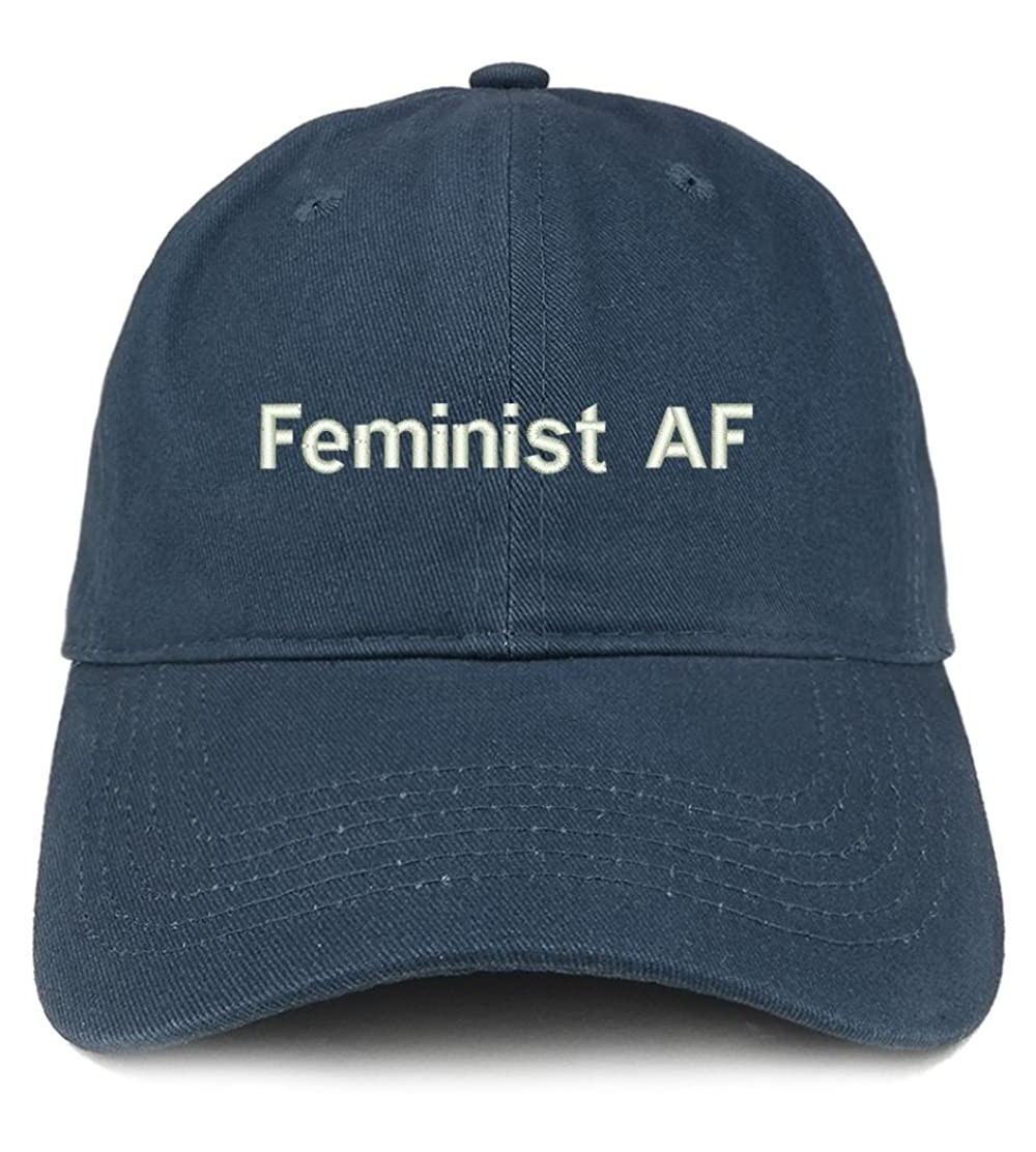 Baseball Caps Feminist AF Embroidered Soft Low Profile Adjustable Cotton Cap - Navy - C112NZNKSMX $18.36