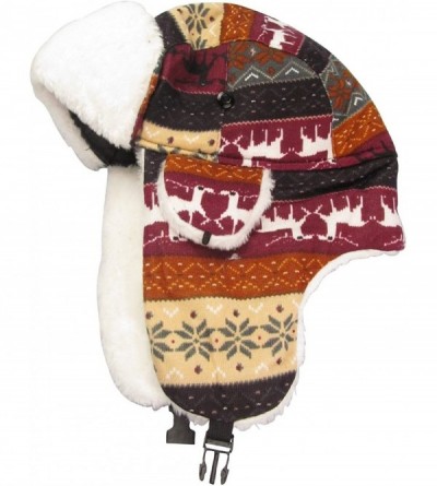 Bomber Hats Adult Fun Printed Trapper Winter Hat-Deer Design (One Size-) - Burgundy - CP1296KYWVT $13.69