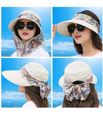 Sun Hats Women's UPF+50 Sun Visor Detachable Flap Hat Foldable Wide Brimmed UV Protection Hat - 2-khaki - CQ199L05T34 $17.49