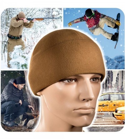 Skullies & Beanies Watch Cap Fleece 260 Slimtex Mens Winter Hat Military Tactical Skull Cap Beanie - Coyote Brown - C2187OZA3...