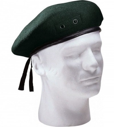 Berets Classic Wool Military Beret with Eyelets Army Hat - Green - CN18EDSG9H3 $54.73