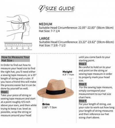 Sun Hats Womens Straw Panama Hat- Wide Brim Beach Sun Hats Summer Foldable Travel Sunhat UPF50 - 1-b-khaki-fk - C918QMQGNZY $...