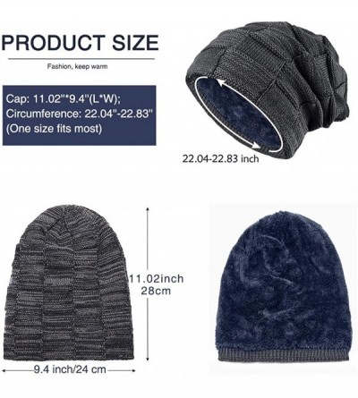 Skullies & Beanies Men Women Slouchy Thick Beanie Warm Knitted Hat Ladies Winter Loose Knit Ski Cap - Navy Blue - CU18K0ZQNN2...