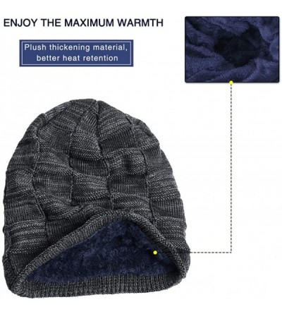 Skullies & Beanies Men Women Slouchy Thick Beanie Warm Knitted Hat Ladies Winter Loose Knit Ski Cap - Navy Blue - CU18K0ZQNN2...