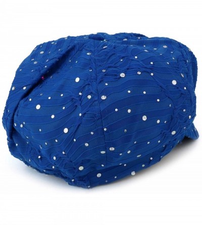 Newsboy Caps Elastic Band Sparkle Sequin Glitter Newsboy Cap - Royal - CI18IS2TOUR $17.40