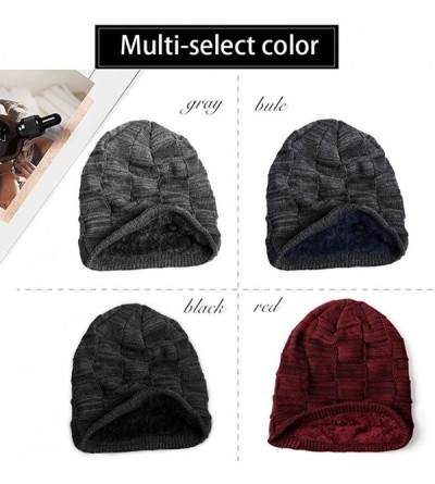 Skullies & Beanies Men Women Slouchy Thick Beanie Warm Knitted Hat Ladies Winter Loose Knit Ski Cap - Navy Blue - CU18K0ZQNN2...