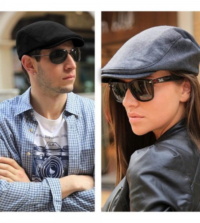 Newsboy Caps Beret Hat France Cotton Flat Cap Gatsby Newsboy Ivy Irish Hats Cabbie Driving - Black+light Grey - C818Q3XHYGC $...