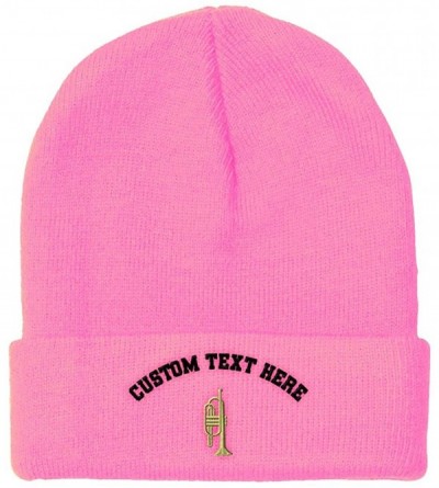 Skullies & Beanies Custom Beanie for Men & Women Trumpet B Embroidery Acrylic Skull Cap Hat - Soft Pink - CL18ZS43KA7 $17.92