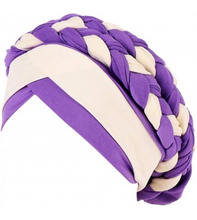 Skullies & Beanies Fashion Women India Hat Muslim Ruffle Cancer Chemo Beanie Turban Wrap Cap Gift - Purple - CH18R0ZW2SS $9.04