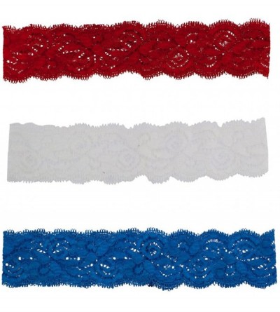 Headbands Black White Lace Stretch Headband Set - Red White and Blue - C2127M2Z8RF $18.93