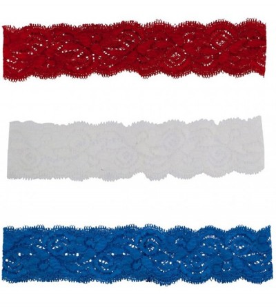 Headbands Black White Lace Stretch Headband Set - Red White and Blue - C2127M2Z8RF $10.11