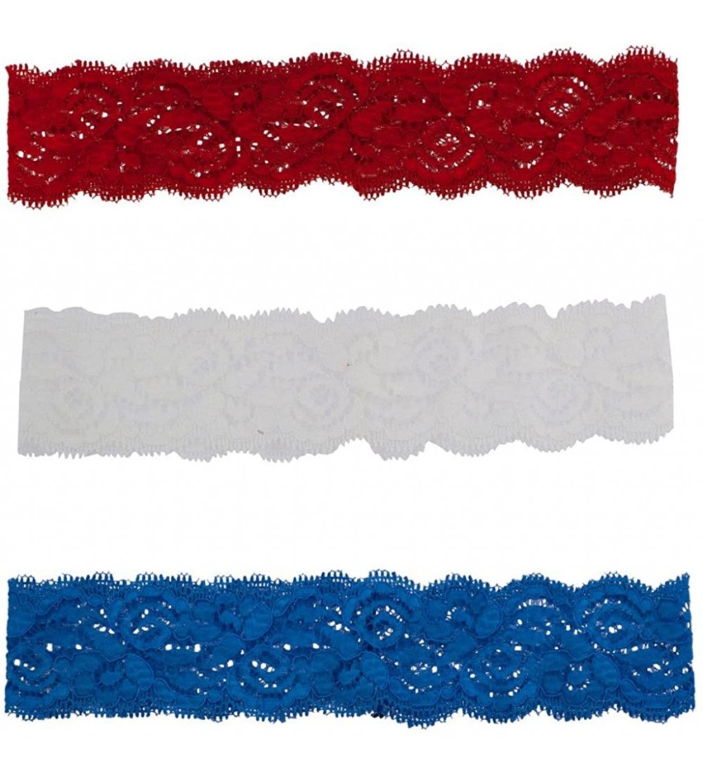 Headbands Black White Lace Stretch Headband Set - Red White and Blue - C2127M2Z8RF $10.11