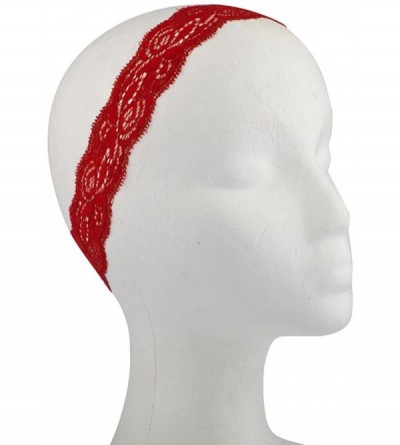 Headbands Black White Lace Stretch Headband Set - Red White and Blue - C2127M2Z8RF $10.11