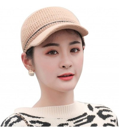 Skullies & Beanies Women Fashion Winter Warm Ponytail Patchwork Cap Baseball Caps - Khaki - CZ18ARC0ODZ $24.06