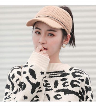 Skullies & Beanies Women Fashion Winter Warm Ponytail Patchwork Cap Baseball Caps - Khaki - CZ18ARC0ODZ $24.06