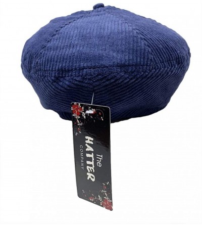 Newsboy Caps Newsboy Cap Thick Corduroy 6 Panel Cabbie - Navy - CD18LMT2TZ7 $10.88