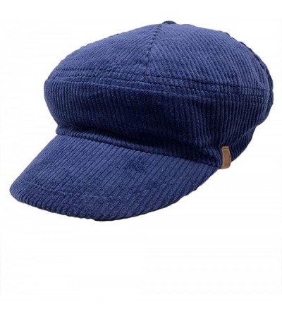 Newsboy Caps Newsboy Cap Thick Corduroy 6 Panel Cabbie - Navy - CD18LMT2TZ7 $10.88