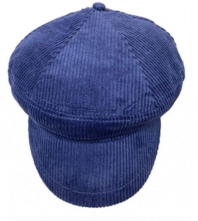 Newsboy Caps Newsboy Cap Thick Corduroy 6 Panel Cabbie - Navy - CD18LMT2TZ7 $10.88